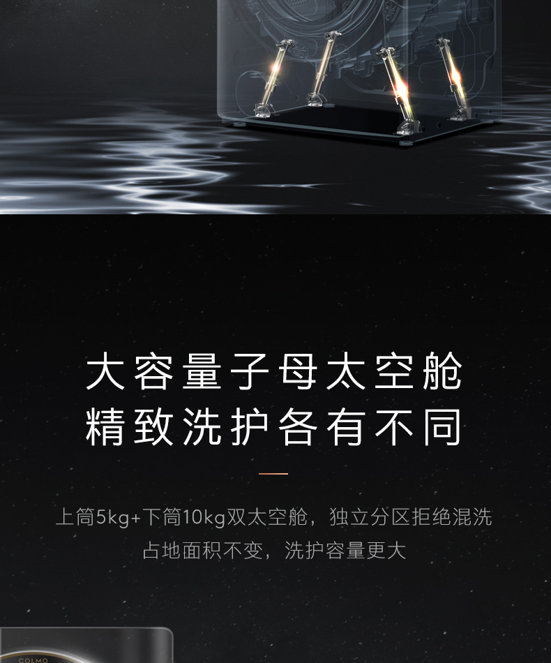 COLMO 子母太空艙洗衣機 金屬鈦 CLGG15E